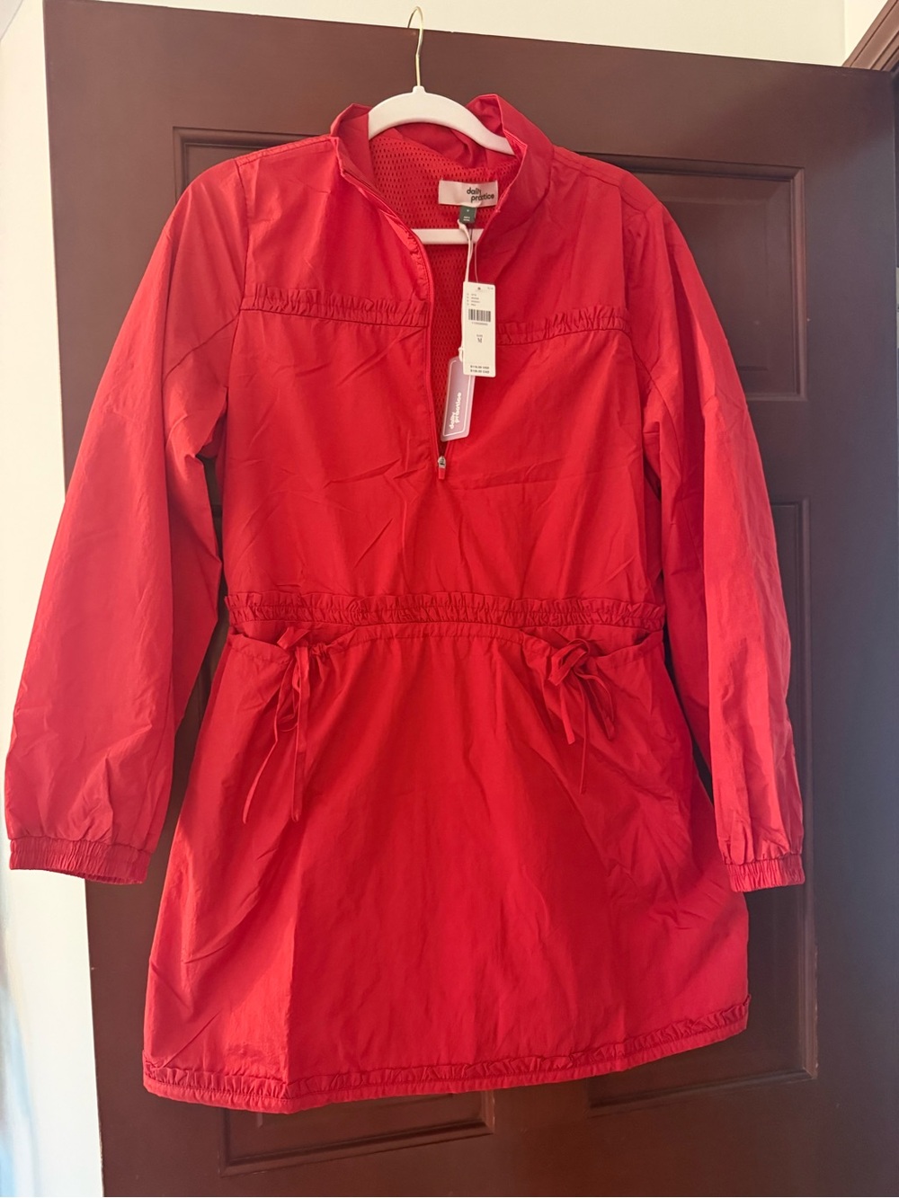 Women’s Red Daily Practice Pullover Dress with Drawstring Waist NWT - Picture 2 of 3